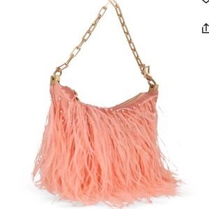 ✨ Cult Gaia Gia Feather Chain Shoulder Bag – Blush Pink ✨